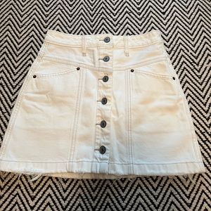 White Button Denim Mini Skirt Sz 24